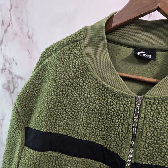 Zyia Jacket Womens 3X 3XL Green Black Bomber Teddy Sherpa Fuzzy Varsity - Picture 2 of 12